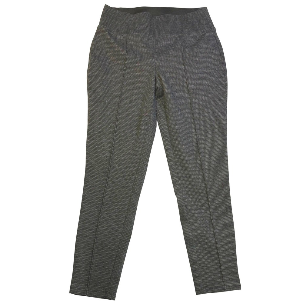 Nine West Womens Grey Textured Front Seam High Rise Pull On Leggings Size L